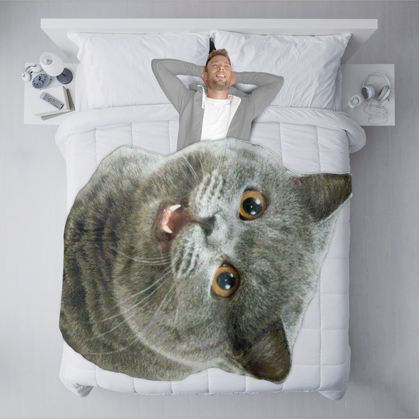 Happy Cat Meme Shaped Blanket