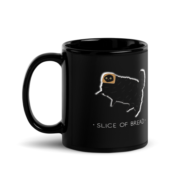 Slice of Bread Cat Black Glossy Mug