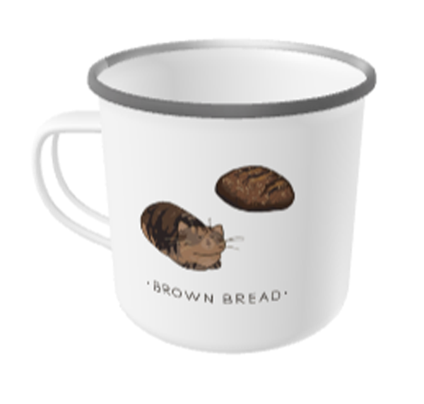 Brown Bread Cat Enamel Mug