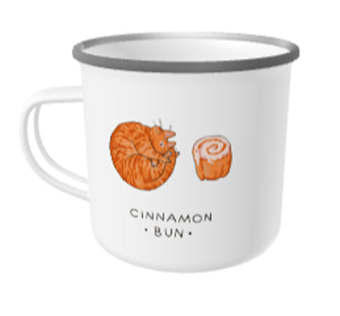 Cinnamon Bun Cat Enamel Mug